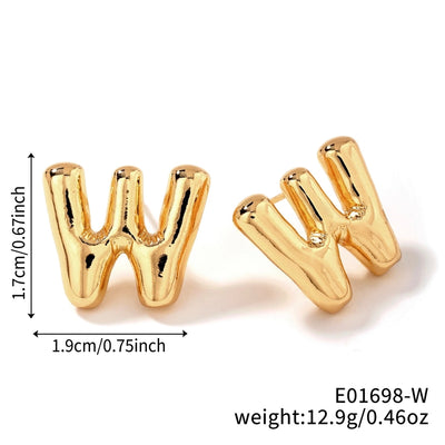 1 Pair Sweet Simple Style Shiny Letter Plating Copper K Gold Plated Ear Studs