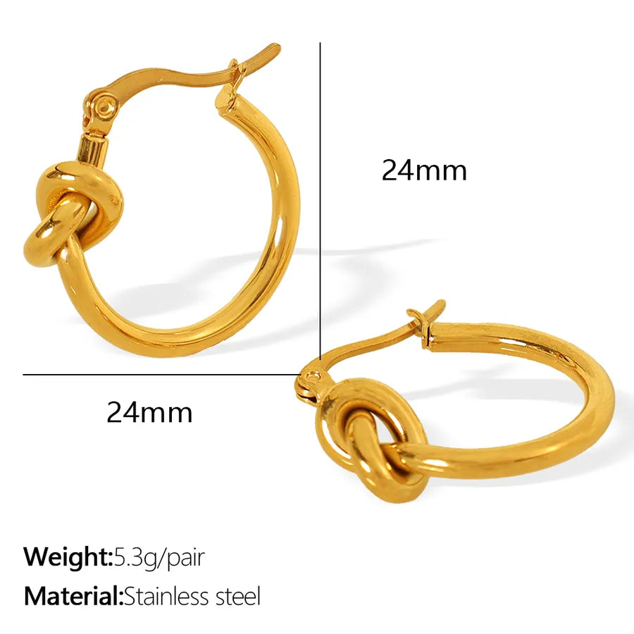 1 Pair IG Style Elegant French Style Round Polishing Plating 304 Stainless Steel 18K Gold Plated Earrings