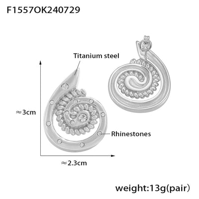 1 Pair Casual Elegant Modern Style Spiral Plating Inlay Titanium Steel 18K Gold Plated Ear Studs