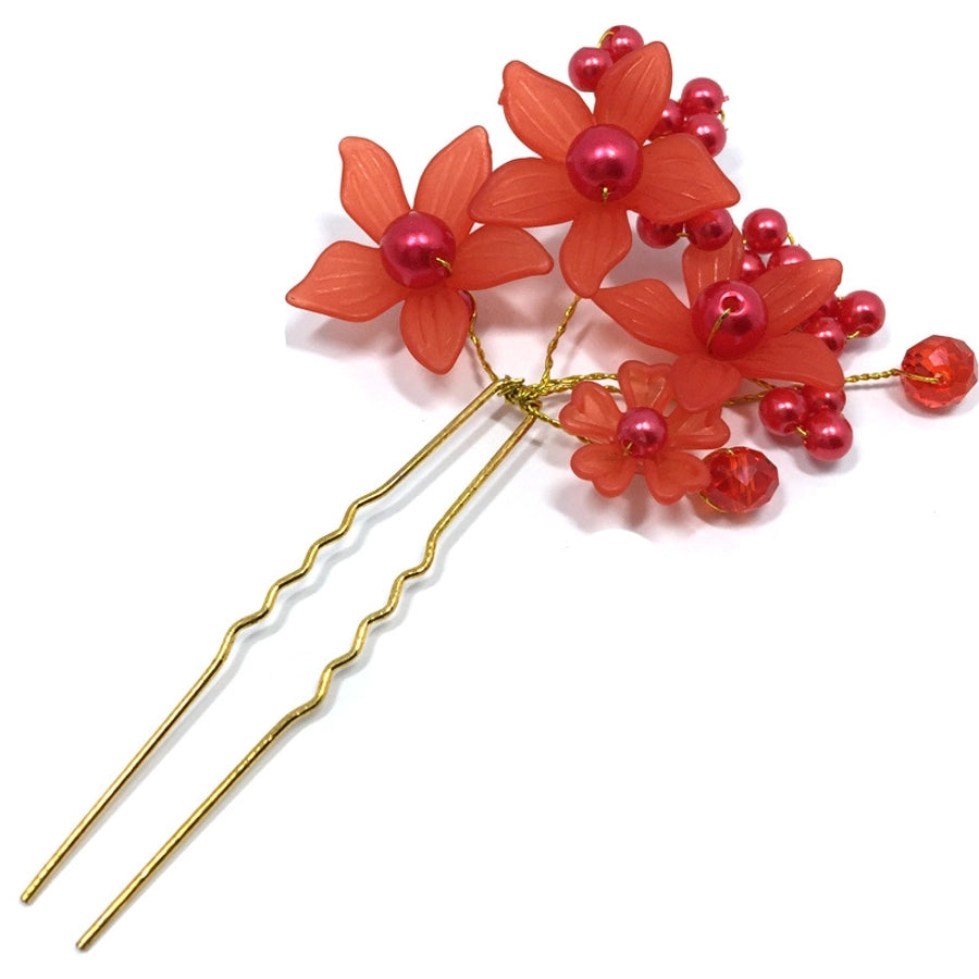 elegant bridal flower arylic imitation pearl hairpin