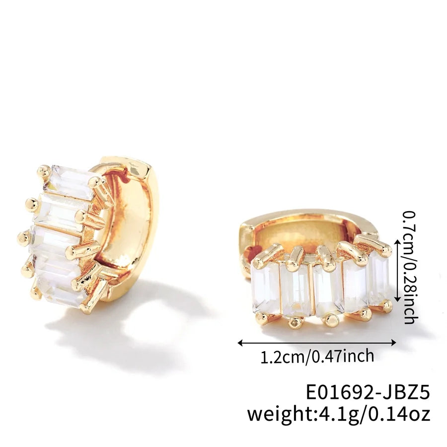 1 Pair Casual Glam Shiny Solid Color Inlay Copper Zircon K Gold Plated Rhodium Plated Ear clip
