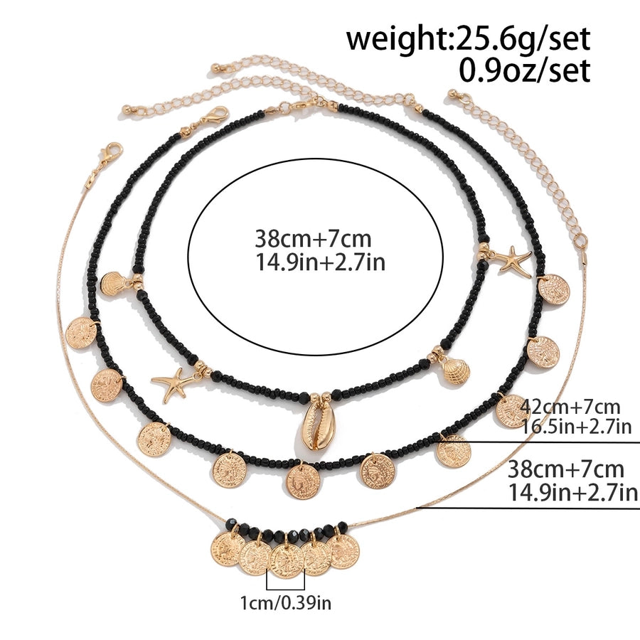 Alloy Iron Copper Plating Geometric Seed Bead Necklace