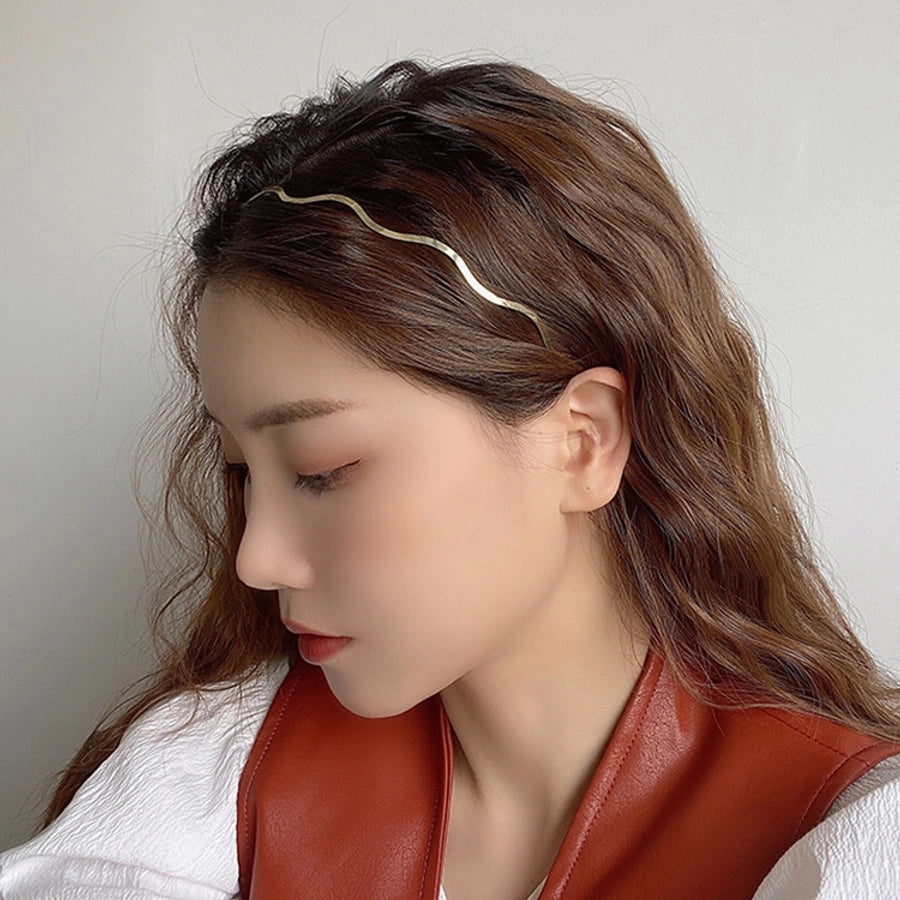 simple style solid color metal polishing hair band