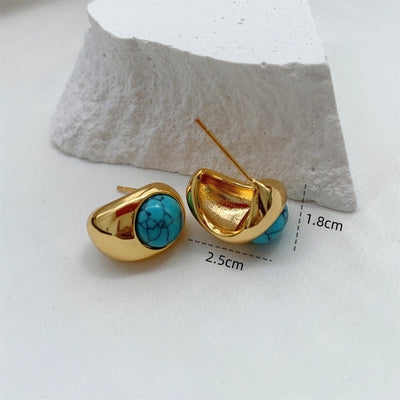 1 Pair Retro C Shape 304 Stainless Steel 18K Gold Plated Ear Studs