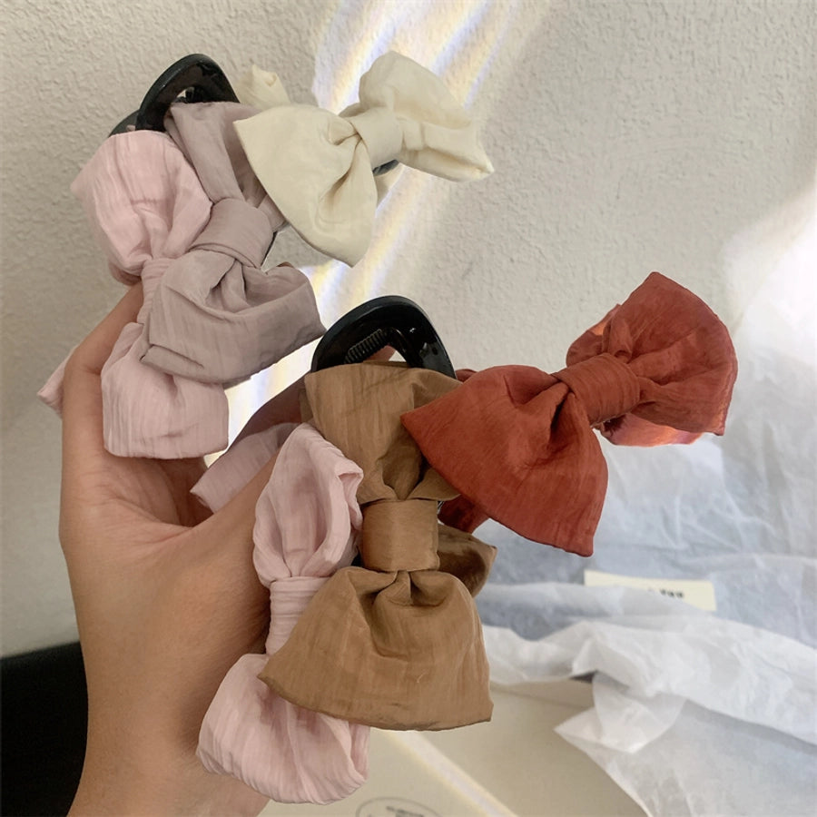 Women's Korean Style Bow Knot Plastic Cloth Hair Claws