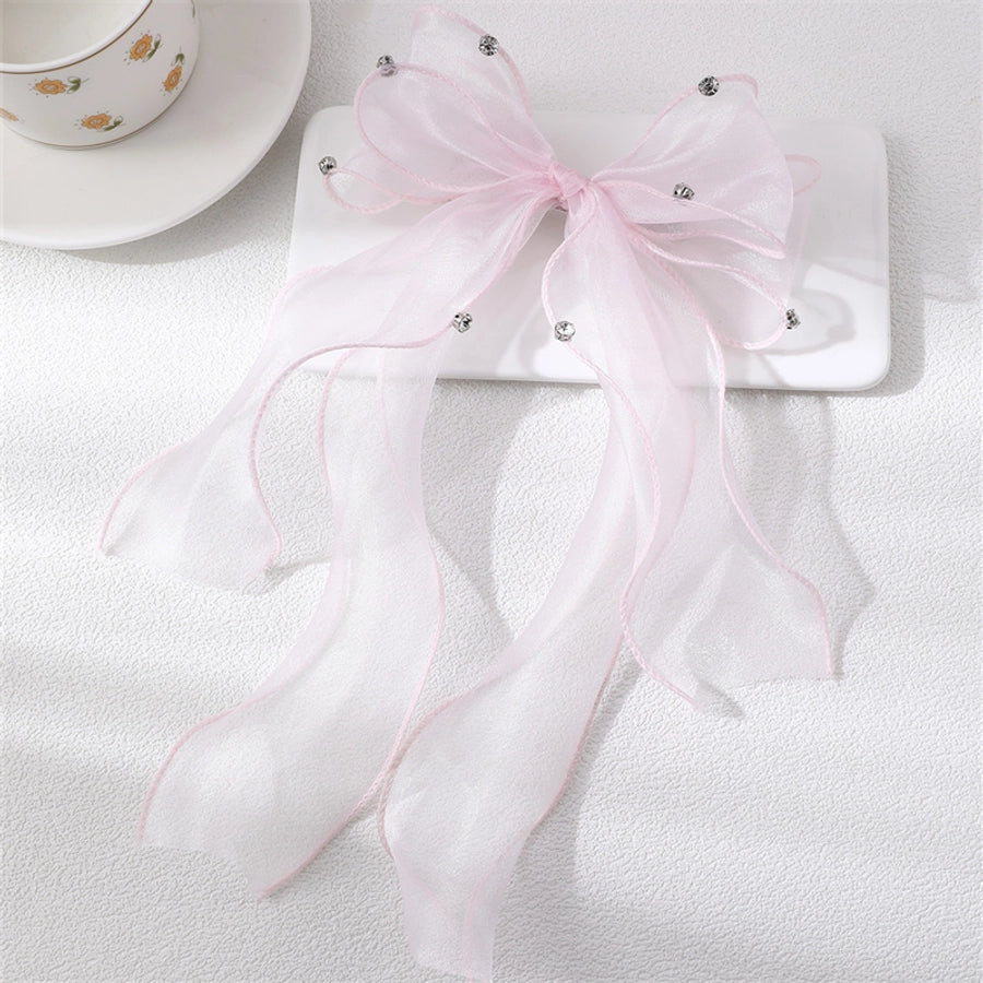 women's sweet solid color bow knot cloth hair clip