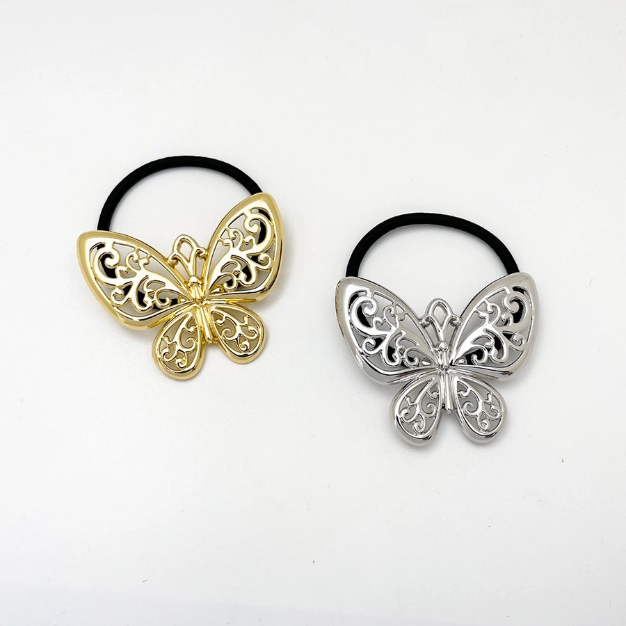 Women's Casual Elegant Sweet Butterfly Alloy Elastic Band Hollow Out Hair Tie