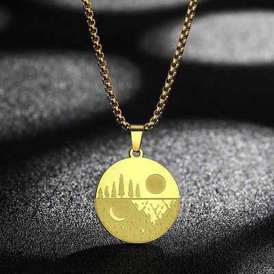 Jewelry Streetwear Moon Forest 304 Stainless Steel Pendant Necklace