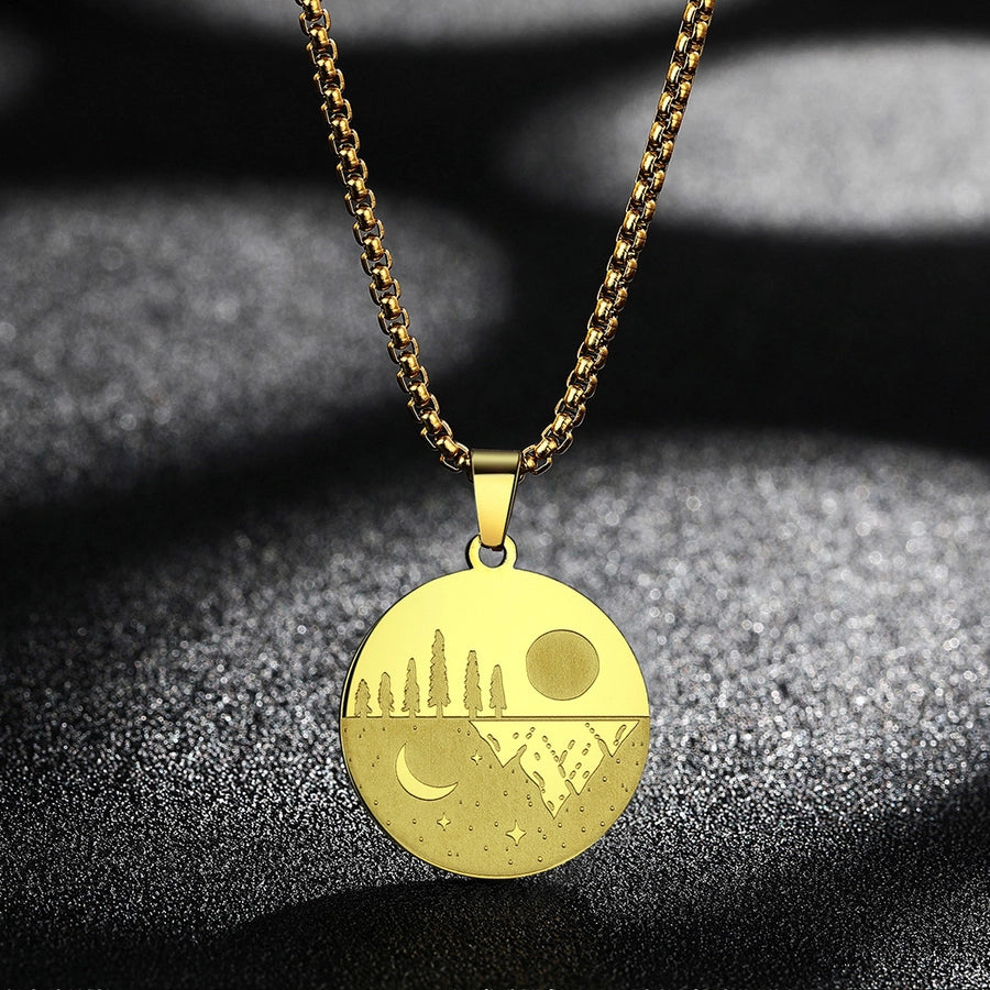 Jewelry Streetwear Moon Forest 304 Stainless Steel Pendant Necklace