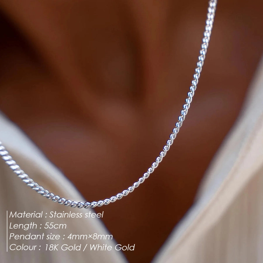 Jewelry Hip-Hop Simple Style Solid Color 304 Stainless Steel 18K Gold Plated White Gold Plated Necklace