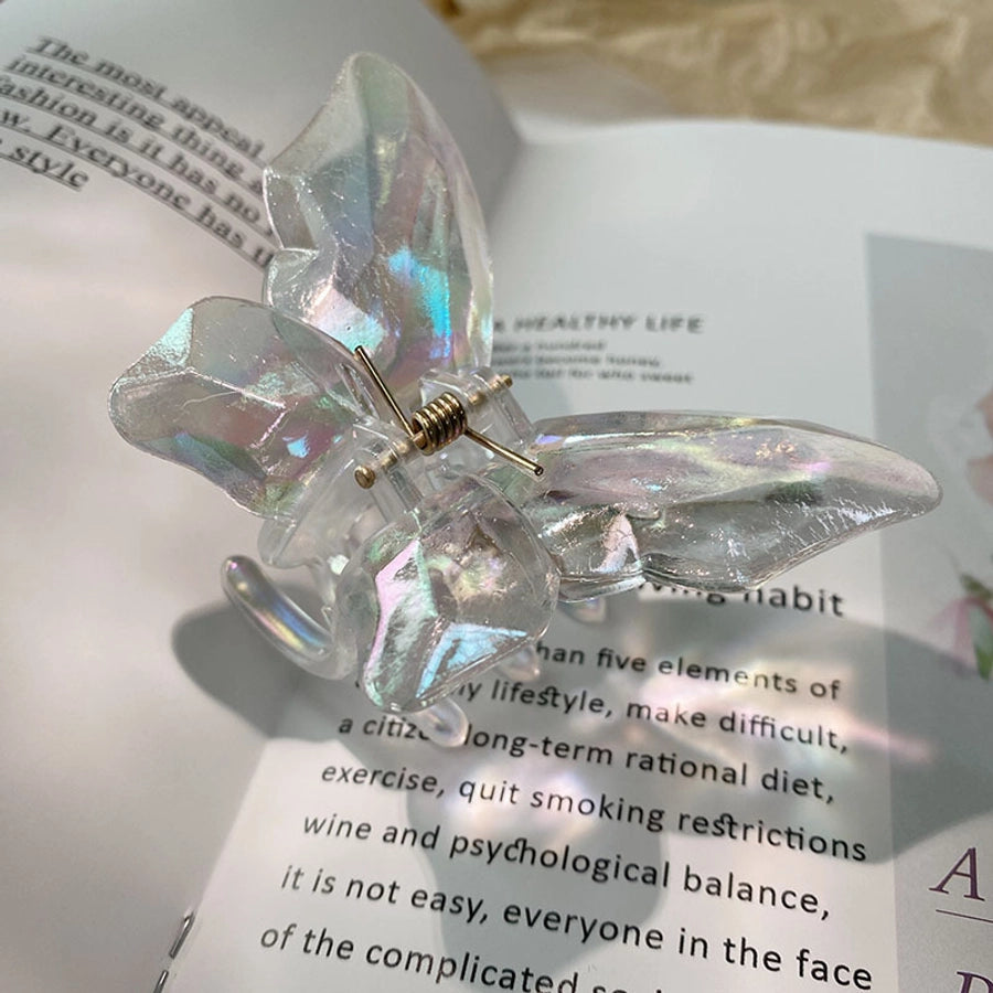 fashion butterfly plastic resin polishing hair claws