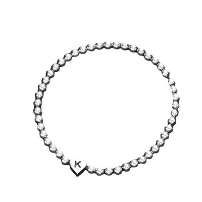 Europe and America Cross Border Hot Sale Creative 26 Letters round Beads Heart-Shaped Copper Bracelet Fashion Ins Simple Beaded Elastic Bracelet