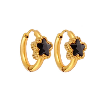 1 Pair Simple Style Commute Pentagram 304 Stainless Steel 316 Stainless Steel  Rhinestones 18K Gold Plated Earrings