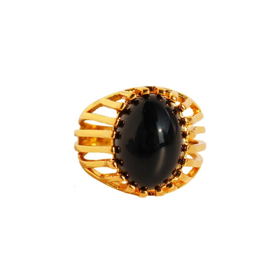 Brass 24K Gold Plated Inlay Geometric Gem Brass Rings
