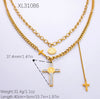 Jewelry Vintage Style Cross 304 Stainless Steel Plating Double Layer Necklaces