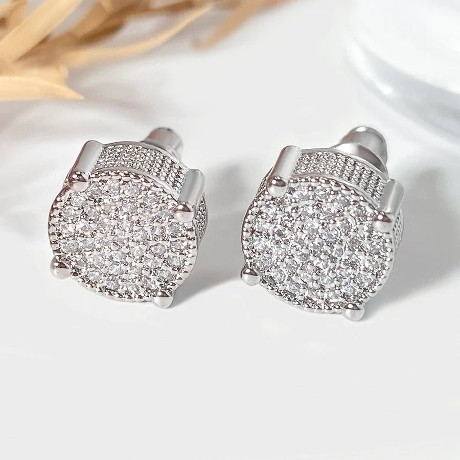 1 Pair Retro Geometric Plating Inlay Copper Zircon Zircon Ear Studs