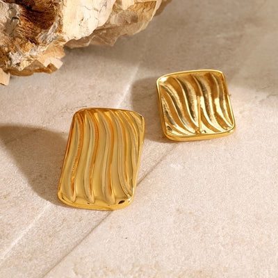 1 Pair Retro Classic Style Geometric Plating 304 Stainless Steel 18K Gold Plated Ear Studs