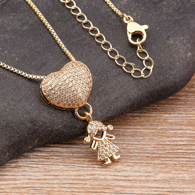 Wholesale Exaggerated Novelty Modern Style Human Copper Plating Inlay 18K Gold Plated Zircon Pendant Necklace