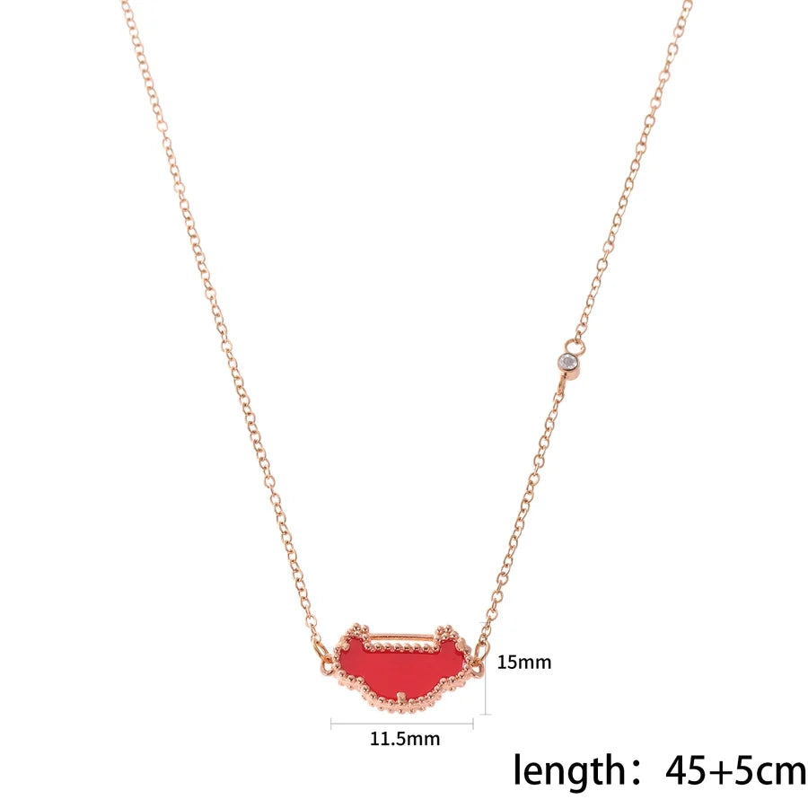 Jewelry Simple Style Lock 304 Stainless Steel Copper Acrylic Moissanite Rose Gold Plated Inlay Necklace