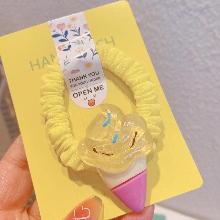 HD416A02 jelly cartoon cute donut fabric pleated small intestine hair ring milk cute girl high ponytail hair accessories