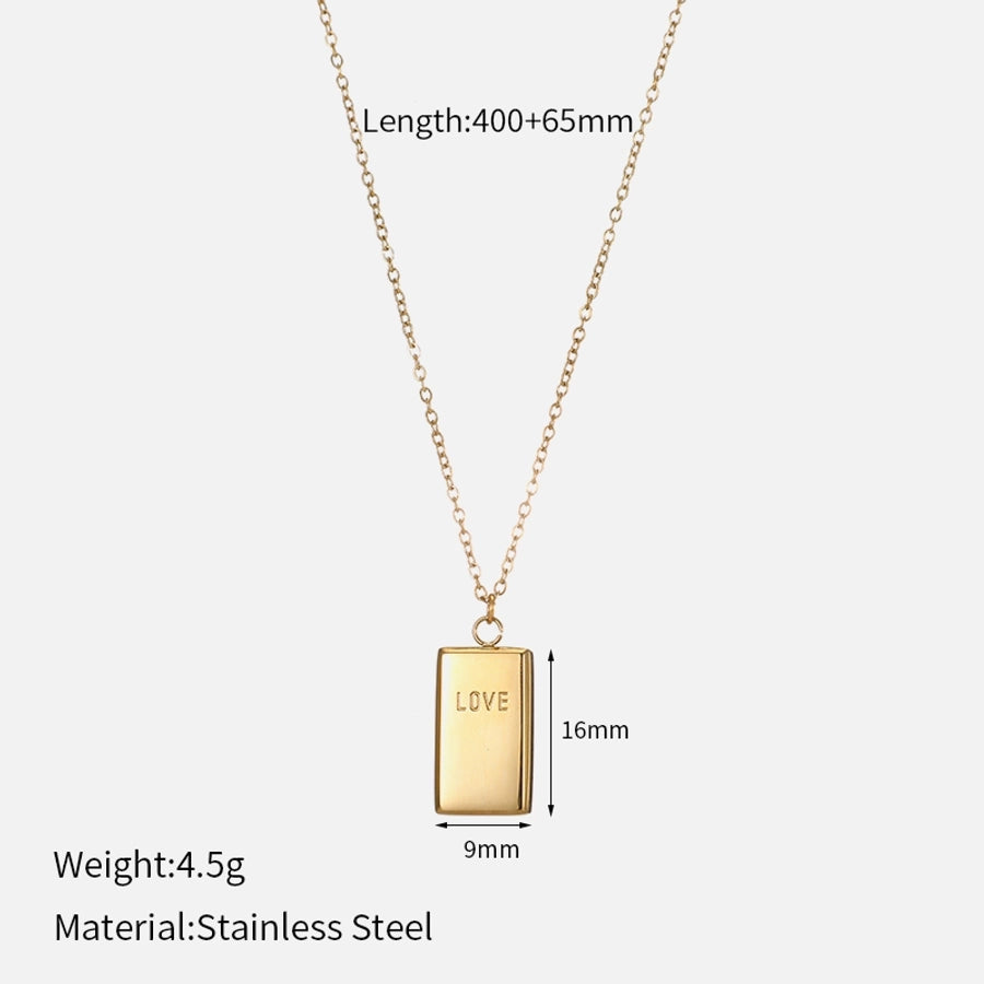 Jewelry Simple Style Letter Rectangle 304 Stainless Steel 14K Gold Plated Pendant Necklace