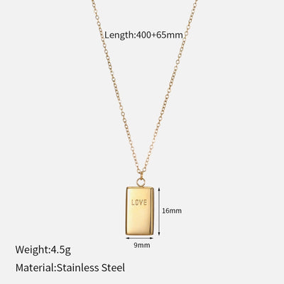 Jewelry Simple Style Letter Rectangle 304 Stainless Steel 14K Gold Plated Pendant Necklace