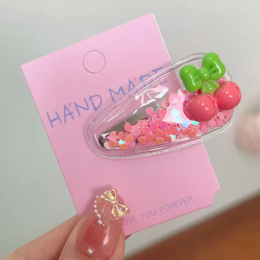 kid's cute cartoon fruit alloy rubber sequins hair clip