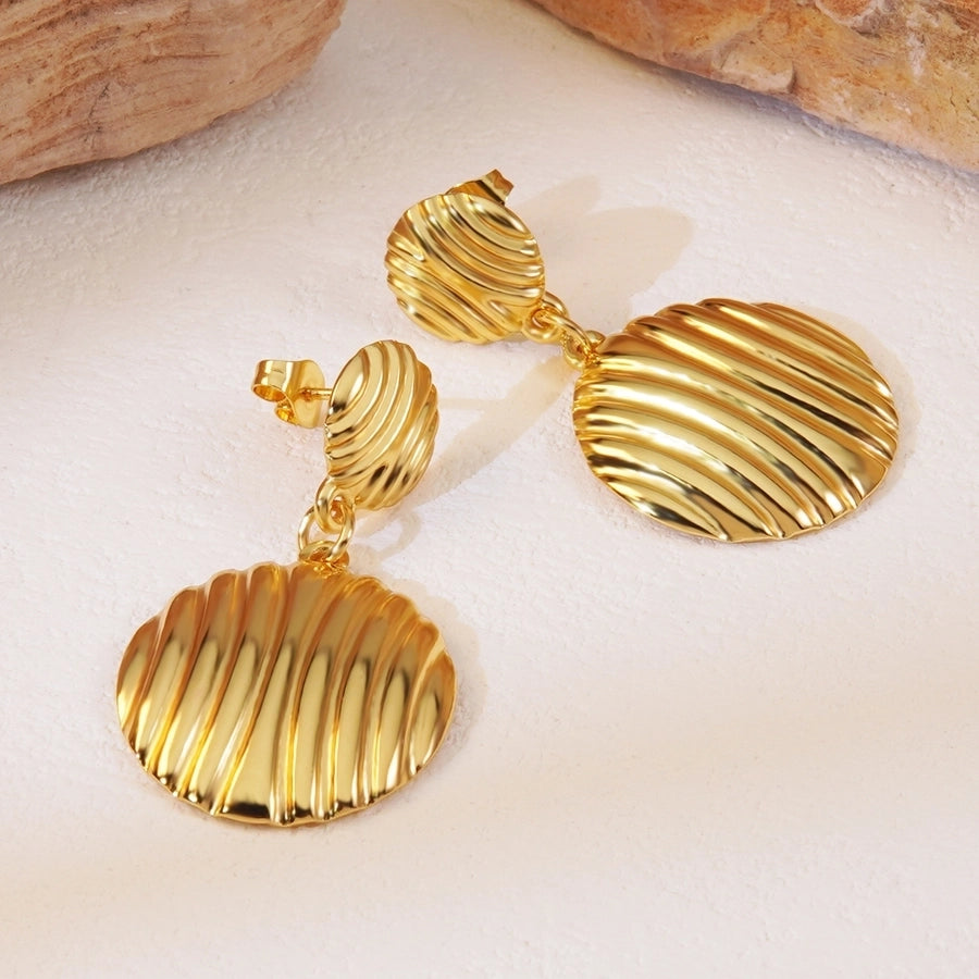 1 Pair Simple Style Classic Style Streetwear Round 304 Stainless Steel Imitation Gold  Drop Earrings