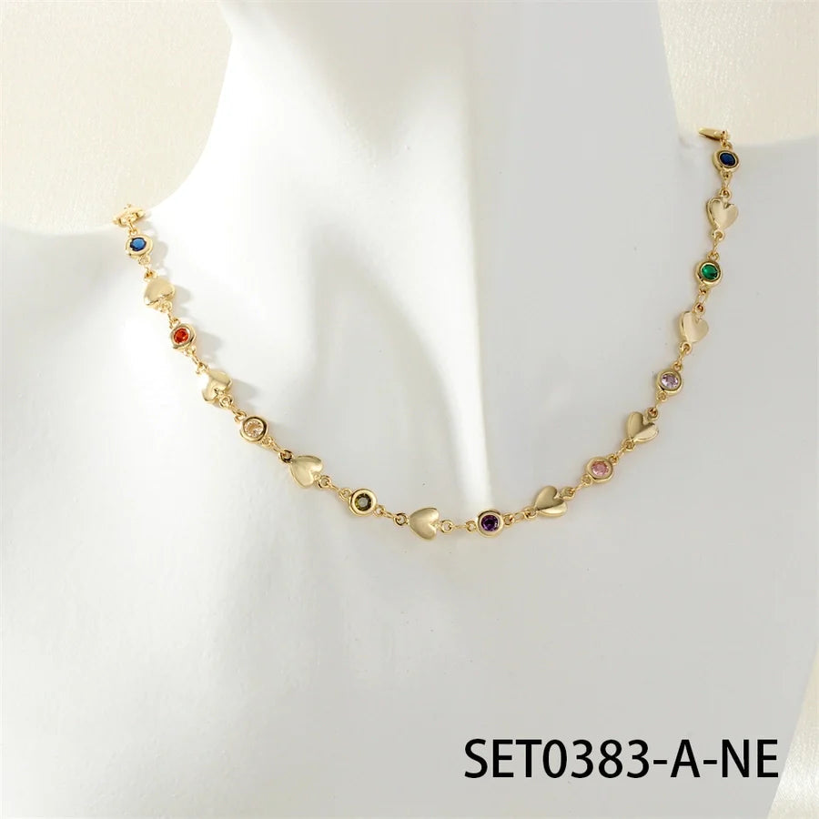 Jewelry IG Style Facial Features Eye  Face Copper Zircon Enamel Inlay Bracelets Necklace