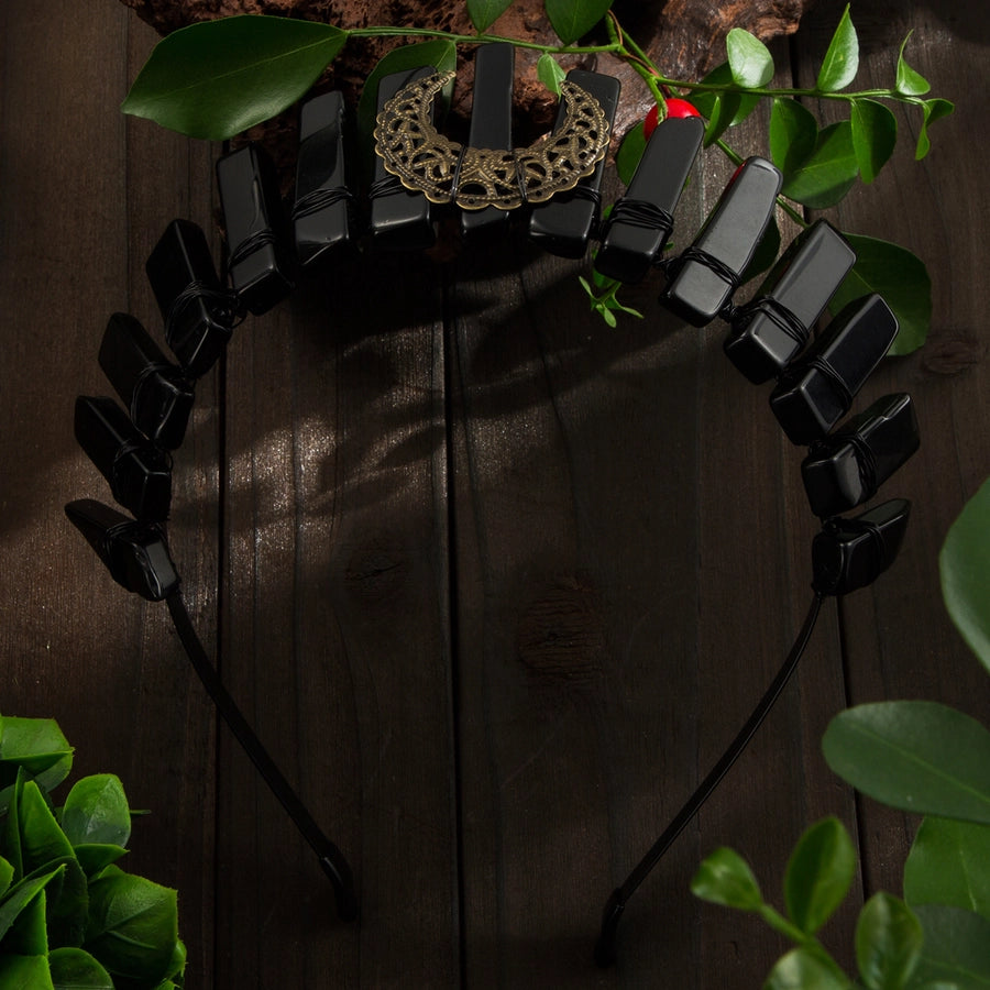 Women's Vintage Style Queen Vacation Moon Alloy natural stone Copper Knitting Hair Band