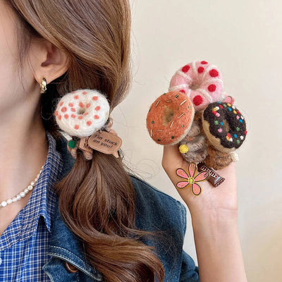 Cute Women's Letter Donuts Felt Hair Tie