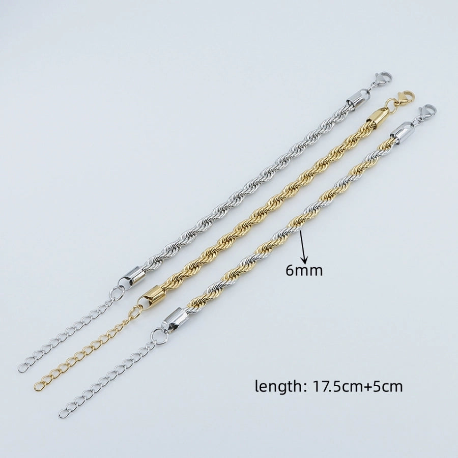 Elegant Classical Classic Style Twist 201 Stainless Steel Gold Plated Bracelets In Bulk