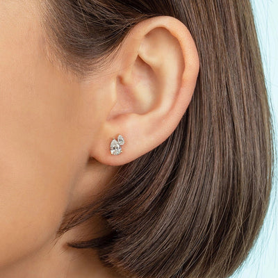 1 Pair Simple Style Shiny Water Droplets Inlay Copper Zircon 24K Gold Plated Ear Studs