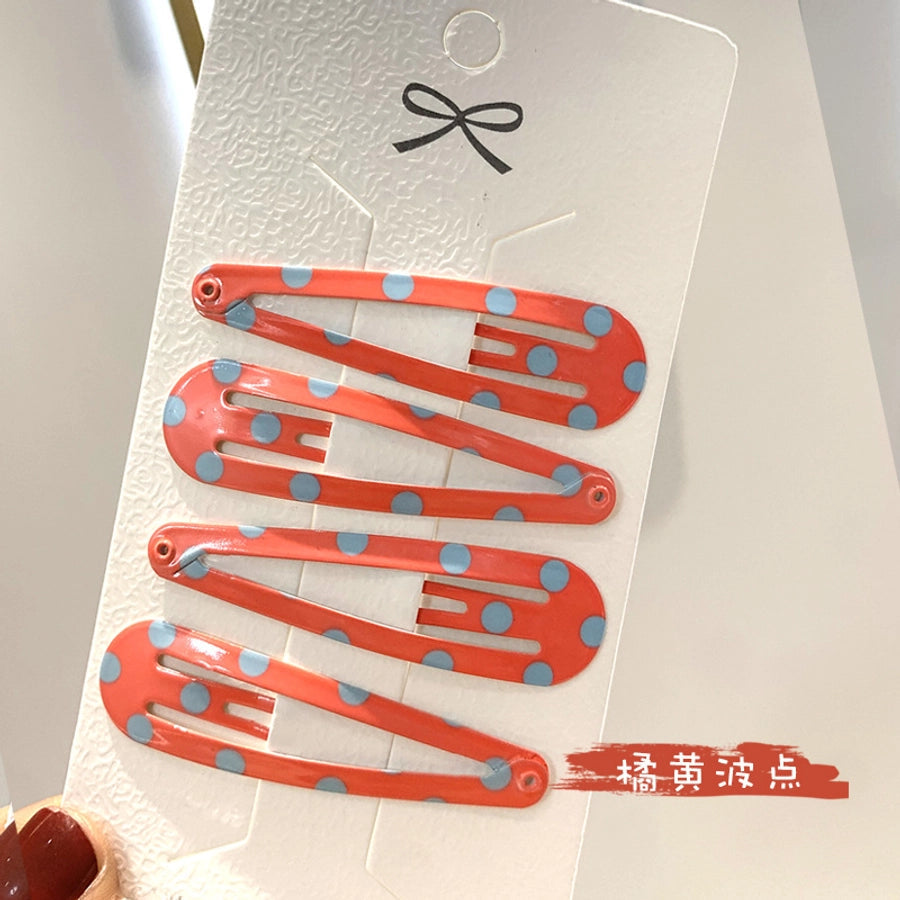 simple style water droplets metal plating hair clip 1 set