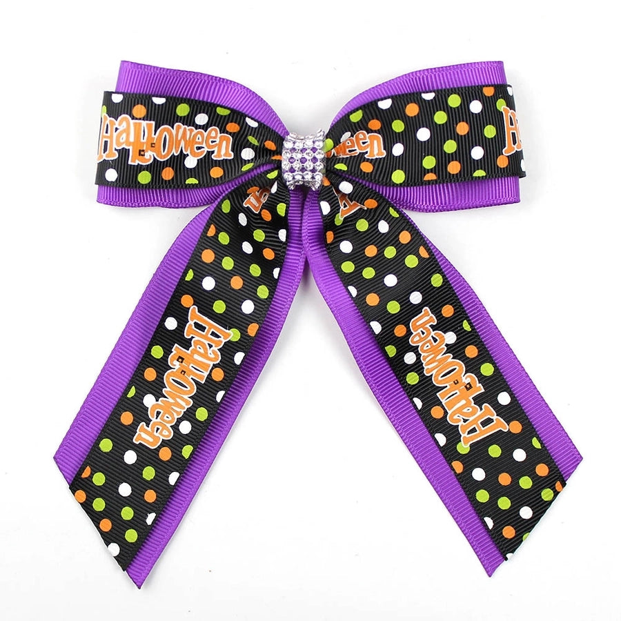 Girl'S Casual Pumpkin Bow Knot Ghost Cloth Inlay Rhinestones Hair Clip