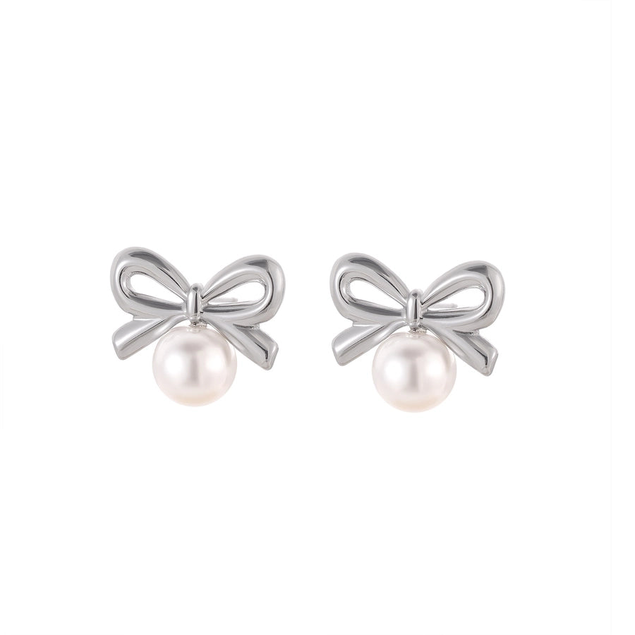 1 Pair Simple Style Bow Knot 304 Stainless Steel 18K Gold Plated Earrings
