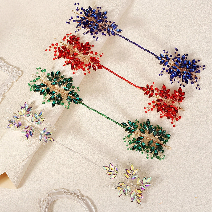 Women's Elegant Shiny Leaf Alloy Inlay Rhinestones Hair Band