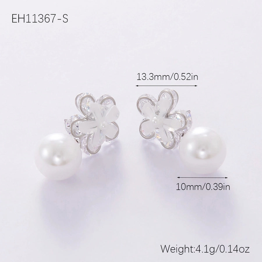 1 Pair Elegant Streetwear Bow Knot Plating Copper Zircon Drop Earrings Ear Studs