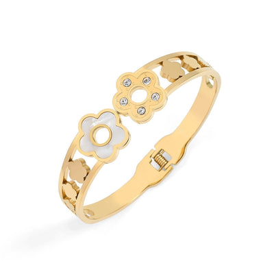 Casual Simple Style Streetwear Floral 304 Stainless Steel Stainless Steel Bracelets In Bulk