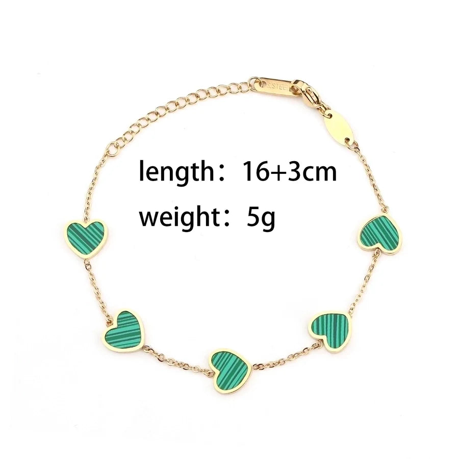 Cute Heart Shape 304 Stainless Steel 18K Gold Plated Acrylic cable chain Bracelets In Bulk