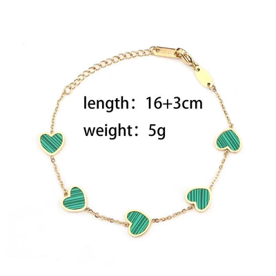 Cute Heart Shape 304 Stainless Steel 18K Gold Plated Acrylic cable chain Bracelets In Bulk
