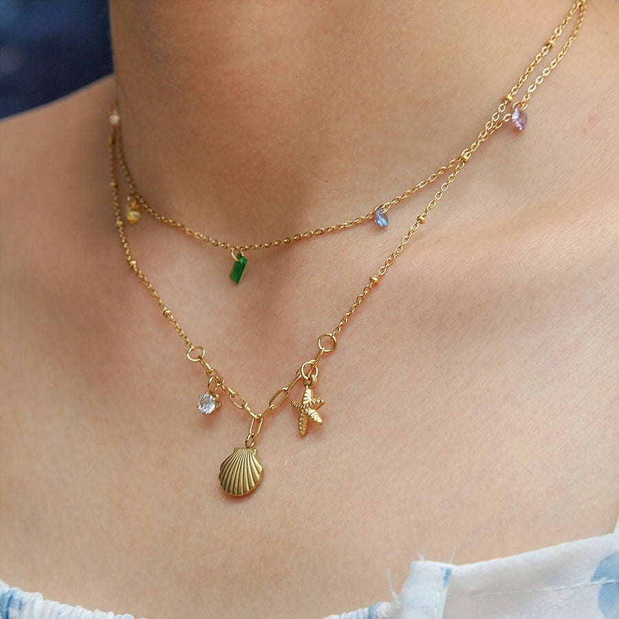 Jewelry Hip-Hop Hawaiian Romantic Starfish Conch 304 Stainless Steel Pendant Necklace