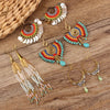 bohemian sector synthetic gemstones shell copper tassel mesh women's ear hook