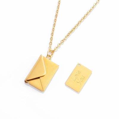 Jewelry IG Style Simple Style Commute I Love you envelope 304 Stainless Steel 18K Gold Plated Pendant Necklace