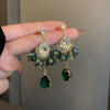 1 pair retro geometric heart shape bow knot alloy rhinestones drop earrings