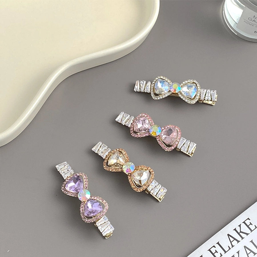 women's elegant bow knot alloy inlay zircon hair clip