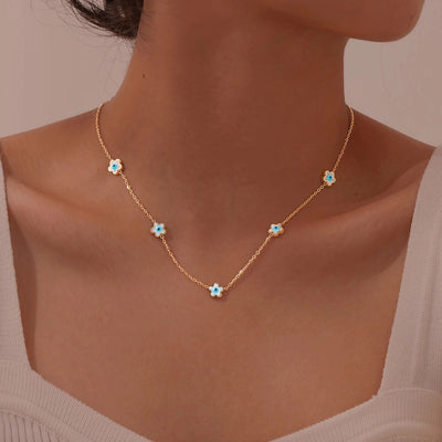 Jewelry Vintage Style Simple Style Heart Shape Eye Flower 201 Stainless Steel Necklace