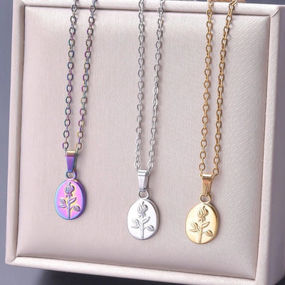 Jewelry Basic Modern Style Classic Style Flower 304 Stainless Steel 18K Gold Plated Plating Pendant Necklace