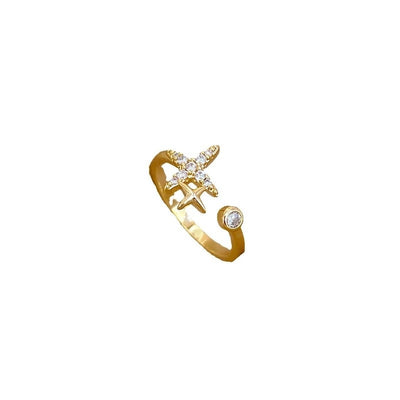 Brass Gold Plated Inlay Star Zircon Brass Rings