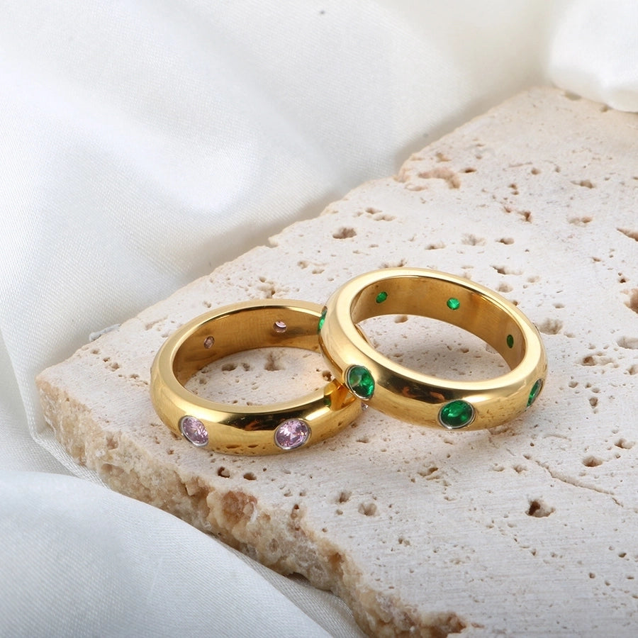 Jewelry Simple Style Geometric 304 Stainless Steel Zircon Plating Rings